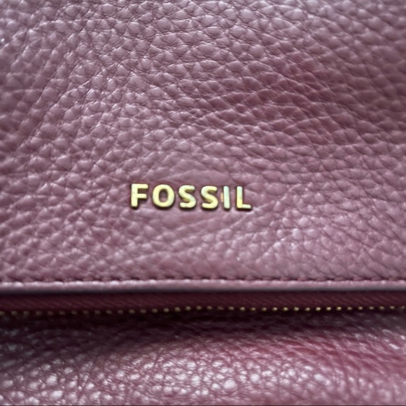 Fossil: Authentic leather wine expandable handbag with multi-compartments - Picture 3 of 14